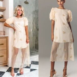 Anthropologie Let Me Be Floral Embroidered Midi Dress Size S NEW